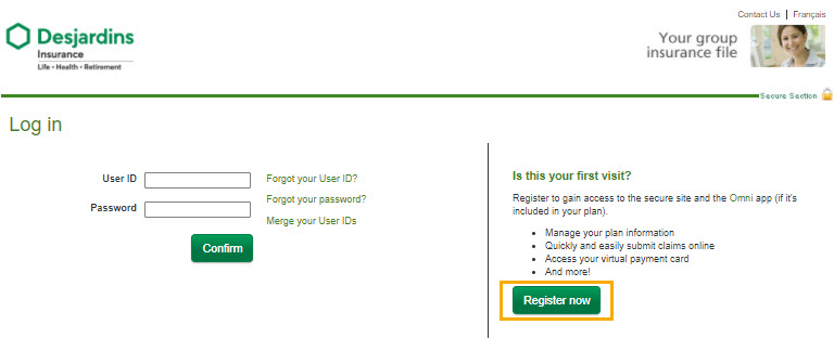 Register for online services - DFS - Desjardins Life Insurance
